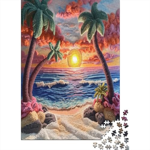 Strand Sonneset 1000 Stück Puzzles Für Erwachsene Teenager Stress Abbauen Familien-Puzzlespiel 1000-teiliges Puzzle Kinder Lernspiel Spielzeug Geschenk Puzzel 1000pcs (75x50cm) von CJURAMTON