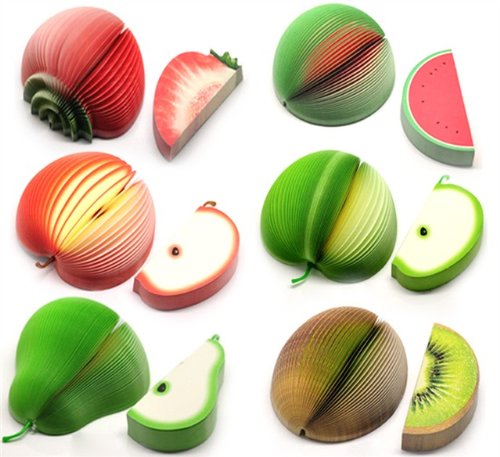 CKB Ltd Set of 6 Mixed Neuheit 3D Fruit Shape Memo Note Pads Notizblock Hinweis Briefpapier Unusual Gift Office Notepad von CKB LTD