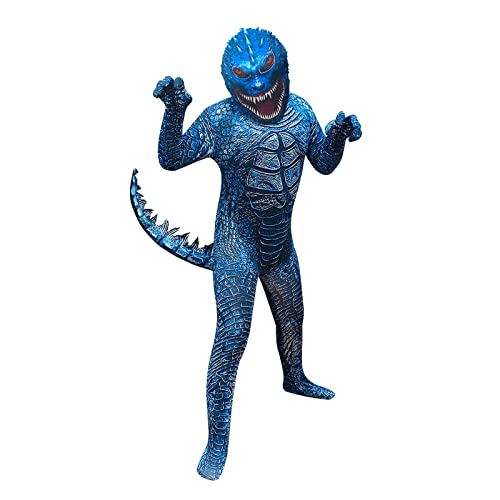 God-zilla Halloween Kostüm Jungen Cosplay Bodysuit Kinder Monster Jumpsuit Anzug 3D Stil, blau, 7 Jahre von CKCKTZ