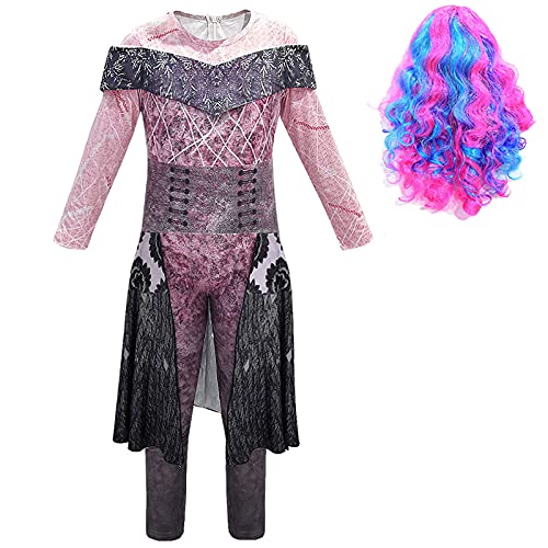 Kinder Nachkommen 3 Halloween Kostüme Fancy Party Kinder Outfit Mädchen Prinzessin Kleid Kleidung mit Haar, Stil01, 11 Jahre von CKCKTZ