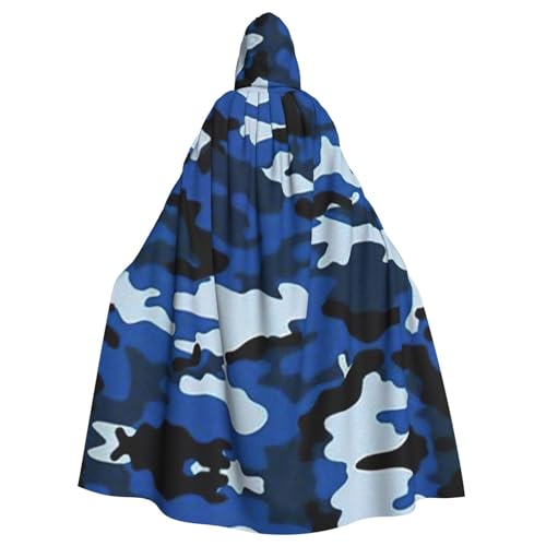 CKGODGF Blauer Camouflage-Druck, Karneval, Cosplay, Partyumhang, Erwachsenen-Kapuzenumhang mit Kapuze, ausgefallenes Rollenspiel-Kostüm von CKGODGF