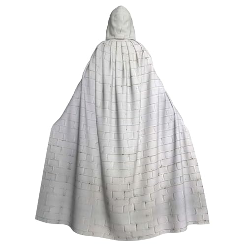 CKGODGF Old White Brick Wall Print Carnival Cosplay Costume,Party Cape,Adult Hooded Cape With Hood,Fancy Role Play Costumes von CKGODGF