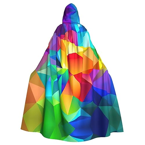 CKGODGF Regenbogen-geometrischer Druck, Karneval, Cosplay, Partyumhang, Erwachsenen-Kapuzenumhang mit Kapuze, ausgefallenes Rollenspiel-Kostüm von CKGODGF