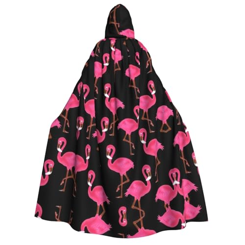 CKGODGF Schöner rosa Flamingo-Umhang für Erwachsene, Halloween-Umhang mit Kapuze, Damen- und Herren-Umhang für Cosplay, Partys und Festivals von CKGODGF