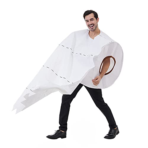 CKPLAS Toilettenpapier Kostüm Riesige Toilettenpapierrolle Kleidung Realistisch Lustig Outfit Halloween Cosplay Kostüm Weiß von CKPLAS