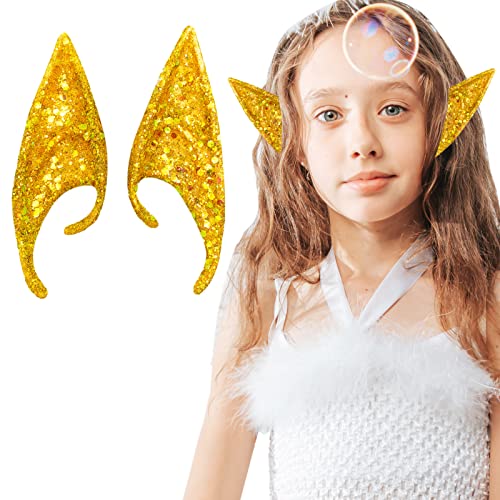 Avantar Kostüm Elf Ears Cosplay Avantar Ohren 12cm Elfenohren Zubehör Halloween Partydekorationen Zubehör Karnevalskostüm -Goldener Glitzer von CLDURHGE