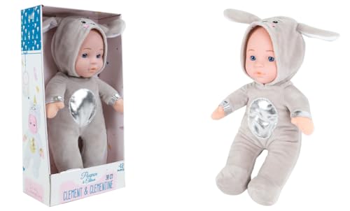 CLEMENT CLEMENTINE - Puppe - Spielzeug für Kinder - 071292 - Grau - Polyester - Puppe - Baby - Mannequin - Kuscheln - 30 cm x 17 cm - Ab 12 Monaten von CLEMENT CLEMENTINE