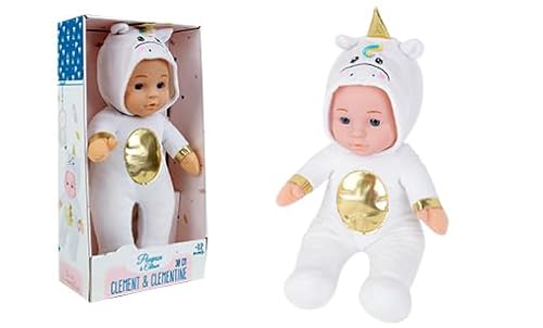 CLEMENT CLEMENTINE - Puppe - Spielzeug für Kinder - 071293 - Weiß - Polyester - Puppe - Baby - Mannequin - Kuscheln - 30 cm x 17 cm - Ab 12 Monaten von CLEMENT CLEMENTINE