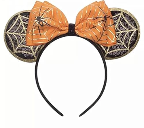 CLGIFT Halloween Minnie Ohren Orange Minnie Ohren Schwarz Mickey Ears Stirnband Halloween Kostüm (Spinne) von CLGIFT