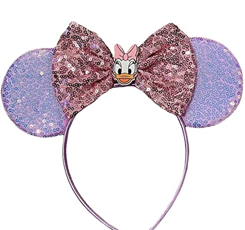 CLGIFT Prinzessin Minnie Ohren, wählen Sie Ihre Farbe, Blumen-Minnie-Ohren, florale Minnie Ohren, lila glitzernde Maus-Ohren, Daisy Duck, 1 Count (Pack of 1) von CLGIFT