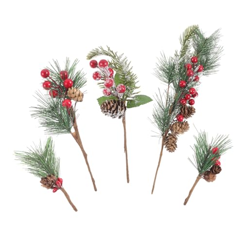 CLISPEED 1 Satz Tür Kiefer rote Beeren künstliche Pflanzen Weihnachtsbaum Mini weihnachtsdeko winterdeko kunstpflanze blumengirlande künstliche Beeren-Picks Weihnachtsbeerenzweig Weich-PVC von CLISPEED