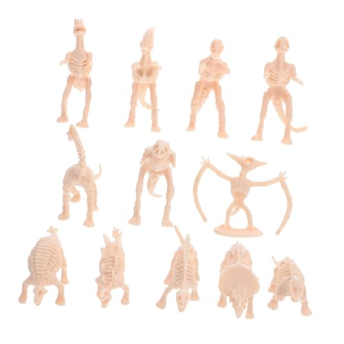 CLISPEED 12 Stück Dinosaurier-skelettmodell Kleine Dinosaurierfiguren Mini-Dinosaurier Dinosaurierknochen Für Den Sandkasten Dinosaurier-geburtstagsdekoration Tierskelette Beige Plastik von CLISPEED