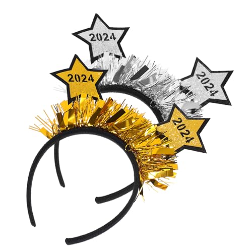 CLISPEED 2 Stück Neujahrs Haarreifen Gold Silber Stern Stirnband Kunststoff Robust Komfortabel Festtags Deko für Silvester Party und CLISPEED 2 Stück Neujahrs Haarreifen Gold Silber Stern Stirnband Kunststoff Robust Komfortabel Festtags Deko für Silvester Party und von CLISPEED