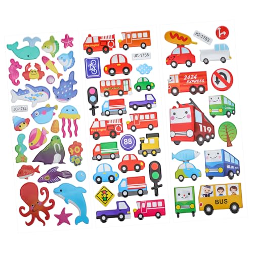 CLISPEED 3 Blätter Cartoon Aufkleber mit Fahrzeug Tier und Verkehrszeichen Motiven Selbstklebend Vielseitig für Basteln Dekoration von Handy Kühlschrank Geschenkverpackung Kreative CLISPEED 3 Blätter Cartoon Aufkleber mit Fahrzeug Tier und Verkehrszeichen Motiven Selbstklebend Vielseitig für Basteln Dekoration von Handy Kühlschrank Geschenkverpackung Kreative von CLISPEED