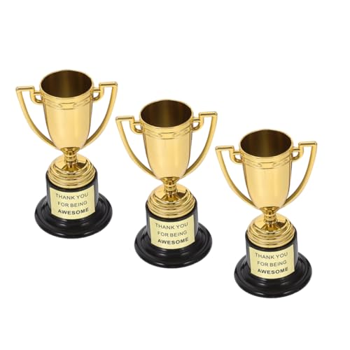 CLISPEED 3 Stück kleine Trophäe partygeschenke Plastik Trophäe Mini-Medaillen große Trophäe Trophäen für Erwachsene Trophäenbecher für Kinderparty vergeben Golden Wiederverwendbar von CLISPEED