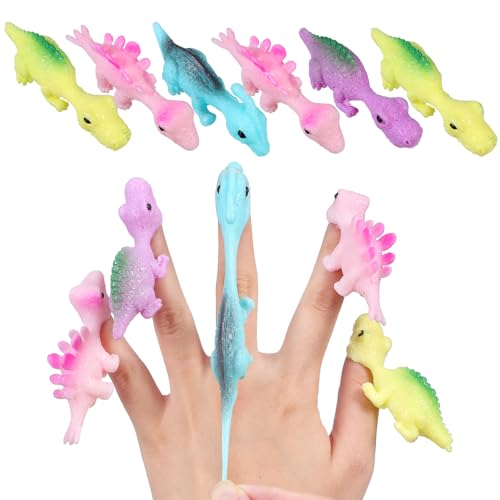 CLISPEED 30 Stück Schleuder Dinosaurier Spielzeug, Dinosaur Finger Toys Elastische Schleuder Dinosaurier Fingerspiel Schleuder-Flugspiele Partygeschenk von CLISPEED