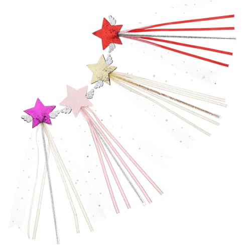 CLISPEED 4 Stück Teiliges Sternförmige Feenstäbe mit Glitzer Tasseln Leicht und Sicher für Bühnenauftritte Partydekorationen und Rollenspiele in Hellrosa Gold Rot CLISPEED 4 Stück Teiliges Sternförmige Feenstäbe mit Glitzer Tasseln Leicht und Sicher für Bühnenauftritte Partydekorationen und Rollenspiele in Hellrosa Gold Rot von CLISPEED