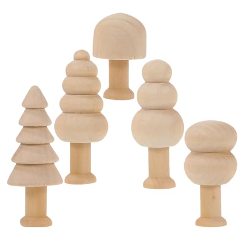 CLISPEED 5 Stück Holzpilz Geburtstagsgeschenk weihnachtsdekoration Holzspielzeug für Baumpilze Naturholzfiguren Puppenbaum Lotusbaum von CLISPEED