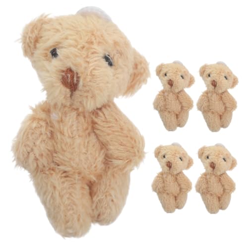 CLISPEED 5 Stück Teddybär Stofftier Miniatur-kuscheltiere Minibären Kleine Bären Tierische Schlüsselanhänger Stofftier Bär Schlüsselanhänger Bär Mini-kuscheltiere Masse Plüsch Khaki von CLISPEED