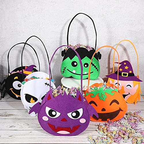 CLISPEED 6pcs Halloween Süßigkeiten Taschen Tragbare Goodie Handtaschen Süßigkeiten Filz Halter Eimer Süßes oder Saures Kürbiskörbe Halloween Dekoration für Geschenke Kinder Halloween Geschenktaschen von CLISPEED