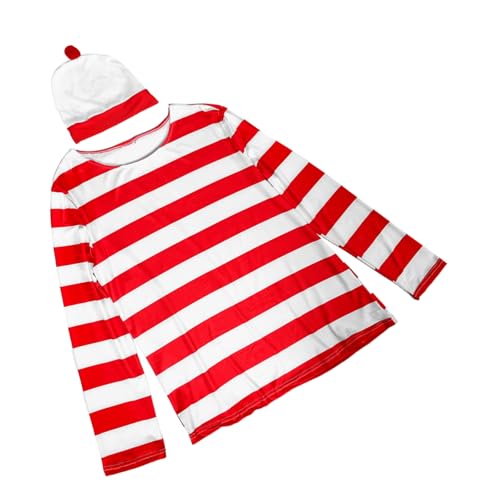CLISPEED Halloween Kostüm Xl Langarmshirt Rot-weiß Gestreift Leichtes Atmungsaktives Cosplay Shirt für Erwachsene Unisex Robustes Wiederverwendbares Rollenspiel Outfit CLISPEED Halloween Kostüm Xl Langarmshirt Rot-weiß Gestreift Leichtes Atmungsaktives Cosplay Shirt für Erwachsene Unisex Robustes Wiederverwendbares Rollenspiel Outfit von CLISPEED