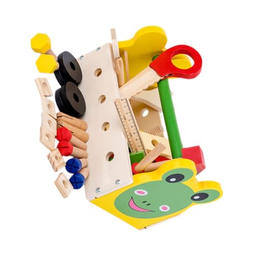 CLISPEED Holz Werkzeugkasten Cartoon Werkzeugkoffer aus Massivem Holz Multifunktionales Lernspielzeug zur Motorischer Fähigkeiten und Sozialer Kompetenz für Jungen und Mädchen CLISPEED Holz Werkzeugkasten Cartoon Werkzeugkoffer aus Massivem Holz Multifunktionales Lernspielzeug zur Motorischer Fähigkeiten und Sozialer Kompetenz für Jungen und Mädchen von CLISPEED