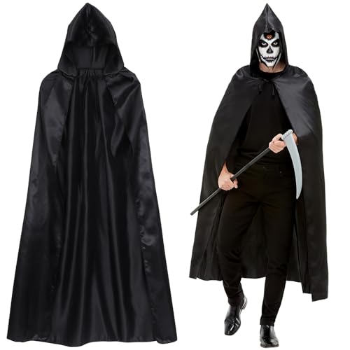 CLISPEED Vampir Kostüm Herren, Karneval Scream Kostüm Herren, Lange Ghost Rider Cape Unisex Umhang für Erwachsene Kinder, für Cosplay Party Vampir Kostüm von CLISPEED