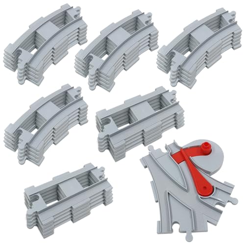 CLIUNT Bausteine Zug Schienen Set, 32PCS City Schienen, City Zug Schienen Set, City Schienen Eisenbahn Spielzeug, Bausteine Schienen Set für Mädchen und Jungen von CLIUNT