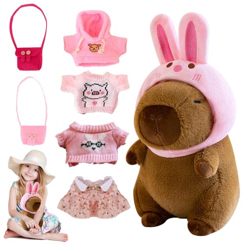 CLIUNT Capybara Plüschtier mit Hut, Capybara Kuscheltier mit Kleidung und Accessoires, Niedlichen Wasserschwein Kuscheltier, Capybara Plushies, Stofftier-Wohndekoration für das Wohnzimmer CLIUNT Capybara Plüschtier mit Hut, Capybara Kuscheltier mit Kleidung und Accessoires, Niedlichen Wasserschwein Kuscheltier, Capybara Plushies, Stofftier-Wohndekoration für das Wohnzimmer von CLIUNT