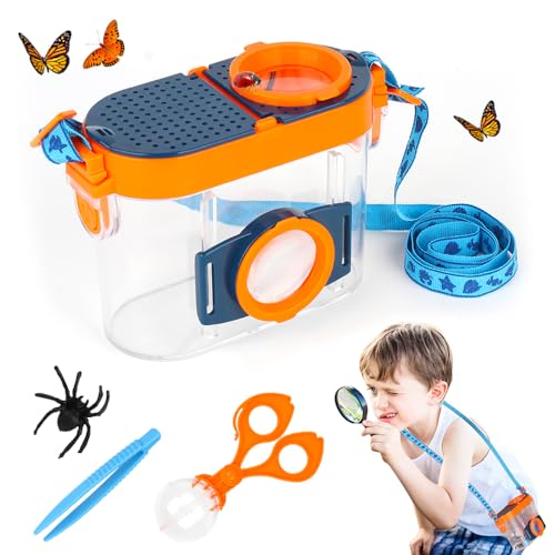 CLIUNT Lupe Insekten Sammelbox, 4.5X Forscherset für Kinder, Becherlupen Für Kinder, Insekten Beobachtungsbox, mit Pinzette und Bug Catcher, für Camping, Natur Erforschen von CLIUNT