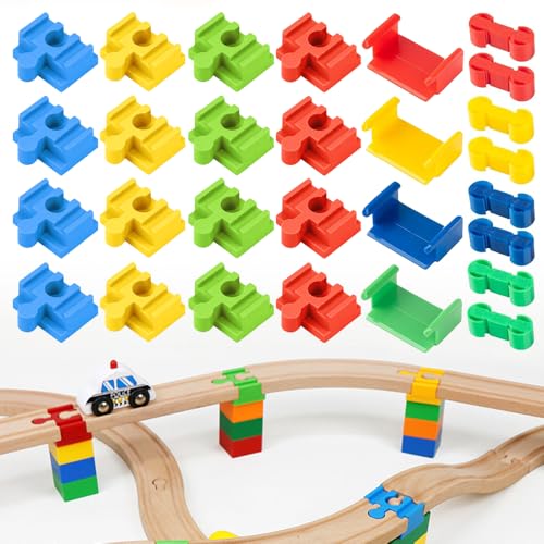 CLIUNT Holzeisenbahn Schienen Adapter,28 Stück Eisenbahn Holz Schienen Connectors, Track Connectors, Schienenverbinder, Eisenbahn Spielzeug Zubehör, Brückenclip für Holzeisenbahnen CLIUNT Holzeisenbahn Schienen Adapter,28 Stück Eisenbahn Holz Schienen Connectors, Track Connectors, Schienenverbinder, Eisenbahn Spielzeug Zubehör, Brückenclip für Holzeisenbahnen von CLIUNT