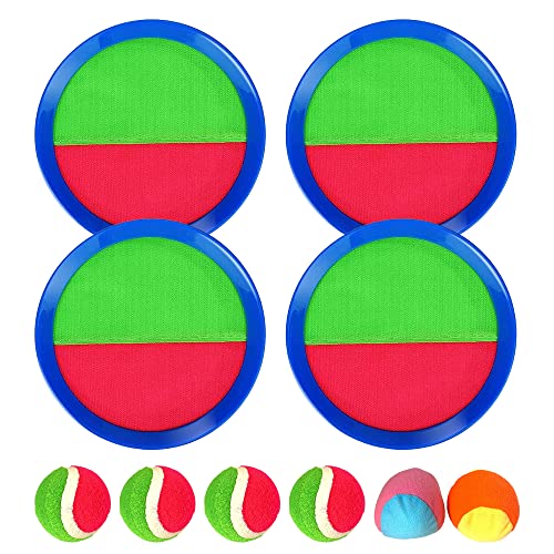 CLIUNT Klettballspiel für Kinder, 4 Paddel und 6 Bälle, Klettball Set, Klettballspiel Catch Ball Set, Kann als Familienspiel oder Partyspiele verwendet Werden, für Party, Garten, Innen, Außen von CLIUNT