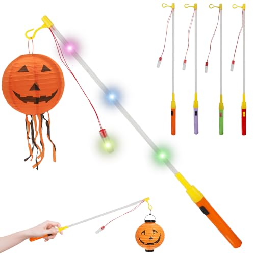 CLIUNT Laternenstab Kinder, 4pcs Laternenstab mit LED, LED Elektronischer Laternenstab, Laternenstab mit LED für St Martin, für Kinderpartys, Kostümpartys, Halloween, Weihnachten, 50cm von CLIUNT