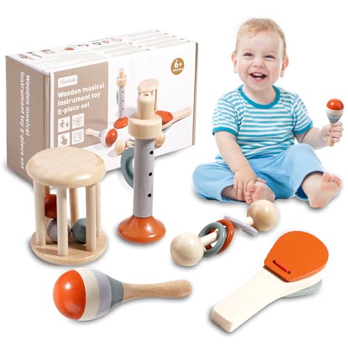 CLIUNT Musikinstrumente für Kinder, 5-Teiliges Montessori Spielzeug, Baby Musikinstrumente Set, Percussion Set Mit Maracas, Baby Musikspielzeug Sensorisches Training lernspielzeug ab 1 Jahr CLIUNT Musikinstrumente für Kinder, 5-Teiliges Montessori Spielzeug, Baby Musikinstrumente Set, Percussion Set Mit Maracas, Baby Musikspielzeug Sensorisches Training lernspielzeug ab 1 Jahr von CLIUNT