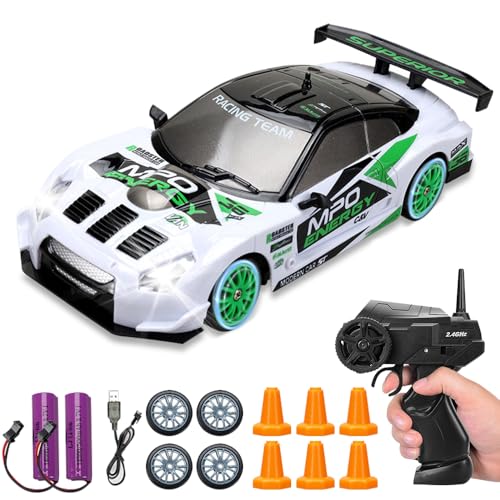 CLIUNT RC Drift Car, 2,4Ghz Drift Ferngesteuertes Auto, 30KM/H 4WD Mini Drift Car mit LED-Lichtern, Drift Auto Ferngesteuert für Kinder Junge CLIUNT RC Drift Car, 2,4Ghz Drift Ferngesteuertes Auto, 30KM/H 4WD Mini Drift Car mit LED-Lichtern, Drift Auto Ferngesteuert für Kinder Junge von CLIUNT