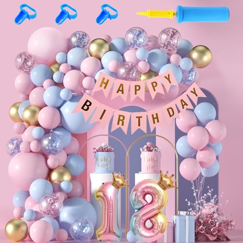 Ballon-Set für Geburtstagsfeiern, 116 Stück, bunte Luftballons, Dekoration für Ballons, Nummern, Party, Geburtstag, Banner für Happy Birthday, Krone von CLKE