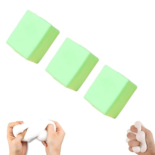 Squishy Tofu Stress Balls, 2024 New Elastic Tofu Block Toy, Stress & Anxiety Relief Fidget Toys Adults, Tofu Slow Rising Stress Balls, Anxiety Relief (Green-3pcs) von CLOUDEMO