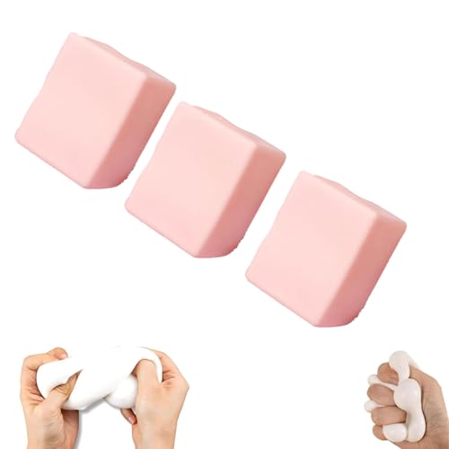 Squishy Tofu Stress Balls, 2024 New Elastic Tofu Block Toy, Stress & Anxiety Relief Fidget Toys Adults, Tofu Slow Rising Stress Balls, Anxiety Relief (Pink-3pcs) von CLOUDEMO