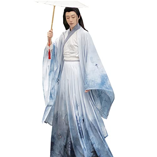 Hanfu Hanfu-Kleid Für Männer, Chinesisches Altes Traditionelles Hanfu-Kostüm, Kostüm Männer Hanfu Fotografie-Cosplay Performance-Kleidung (Color : Blue, Größe : L) von CLSMD