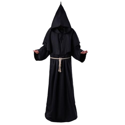 CLSSLVVBN Komplettset Mönch Priester Kleidung für Halloween Cosplay Größe verfügbar Polyester Mittelalter Cosplay Kostüm, Schwarz, M von CLSSLVVBN