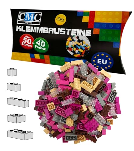 CMC imports 100 Klemmbausteine Bausteine 1x1-1x2-1x4-2x2-2x4 Noppen Grundbausteine Kompatibel Basic Bricks Farben freie Auswahl (Spezial-Mix) von CMC imports