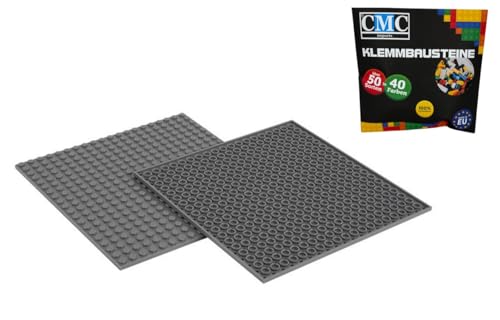 CMC imports 2 x Bauplatte Grundplatte Modular - beidseitiges Bauen Kompatibel 20 x 20 Noppen Platte Basepalte Klemmbausteine Bausteine City 34 vers. Farben (Dunkelgrau / 851) von CMC imports