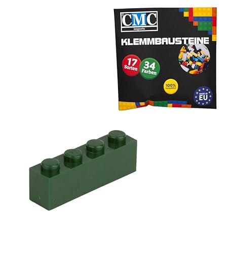 CMC imports 200 Klemmbausteine Bausteine Grundbausteine 1x4 Noppen Kompatibel 4 Noppen Bricks 34 vers. Farben (484 - Moos Grün) von CMC imports