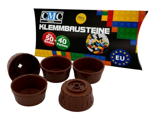 CMC imports 5 x Klemmbausteine Schüssel Topf Blumenschale Holz Tonne Fass Barrel 64951 Behälter Bausteine 5x5x2 Noppen Kompatibel Bricks Fässer Eimer von CMC imports