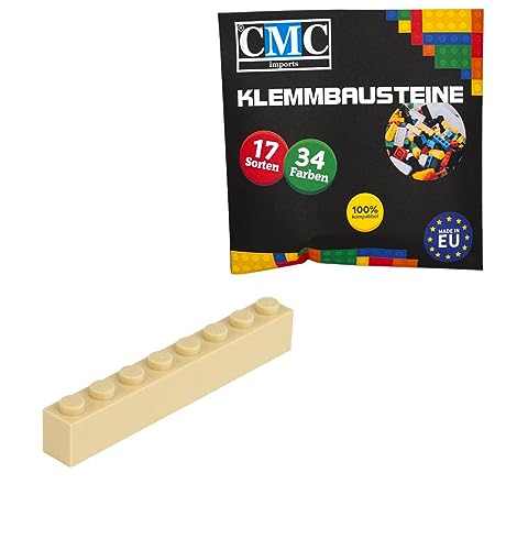 CMC imports 50 Klemmbausteine Bausteine Grundbausteine 1x8 Noppen Kompatibel 8 Noppen Bricks 34 vers. Farben (094 - Beige) von CMC imports