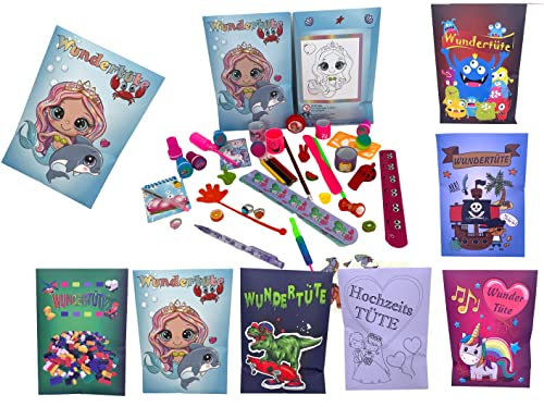 CMC imports 6 Stück Wundertüten Mitgebsel Gastgeschenk Meerjungfrau give aways Kindergeburtstag/Geschenktüten Mädchen & Jungen gefüllt mit Spielzeug / 6 Motive zu Wahl (Meerjungfrau) von CMC imports