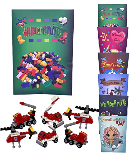 CMC imports 6 Stück Wundertüten Mitgebsel Gastgeschenk Kindergeburtstag/Geschenktüten Mädchen & Jungen gefüllt mit Spielzeug / 6 Motive zu Wahl (Bausteine Feuerwehr) von CMC imports