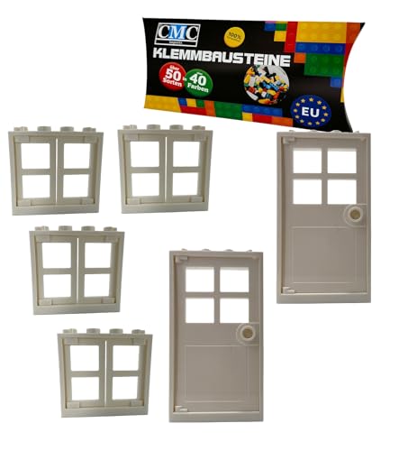 City Set Fenster und Türen mit Rahmen 1x4x3 / 1x4x6 Noppen City Gebäude Stadt 60594 60596 (Weiß - Weiß) von CMC imports