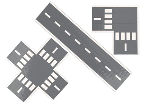 CMC imports Klemmbausteine Straßenplatten Straßen Bausatz Kreuzung Kurve Fliesen Tiles City Stadt 3 vers. Ausführungen (Straßenbausatz 192 TLG.) von CMC imports