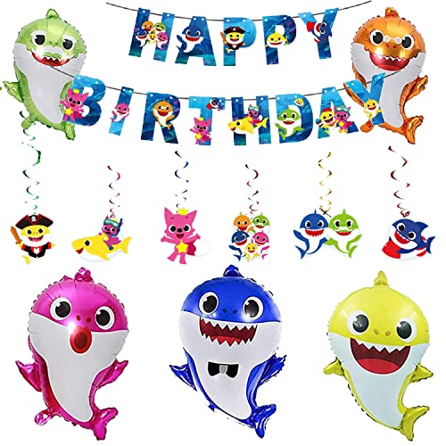 Deko Geburtstag Baby Shark Geburtstag Deko Baby Hai Luftballons Baby Hai Party Deko Baby Shark Geburtstagsdeko Baby Hai Geburtstag Girlande Baby Hai Spiralornamente Baby Shark Geburtstag Folienballons von CMDXBD